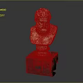 Ancient Greek Classical Bust Sculpture With Green Square Marble Base