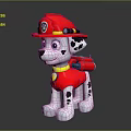 Cute Dalmatian Toy With Red Firefighter Hat Yellow Collar And Backpack 3d model