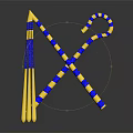 Decorative Weapon With Gold Blue Stripes Elongated Scepter Shiny Reflective Finish