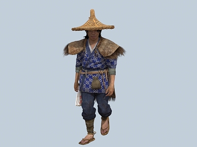 Chinese Man Minority Character Hat Coir Men model