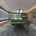 Modern Billiard Room Interior With Pool Table Sofa And Lighting 3d model