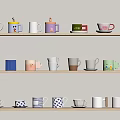 Vibrant Mugs Displayed On Shelves With Various Colors Patterns And Shapes