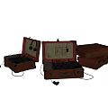Vintage Communication Devices In Leather Cases With Headphones Open And Closed