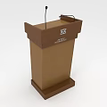 Sturdy Wooden University Podium With Microphone And Top Platform For Speeches