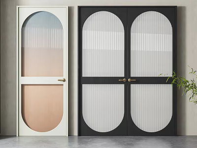 Modern swing door single door double door combination 3d model