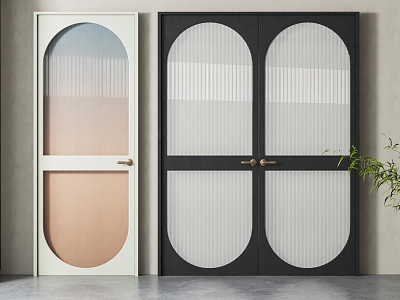 Modern swing door single door double door combination 3d model