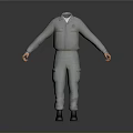 Gray Long Sleeve Work Uniform With Collared Design And Utility Pockets