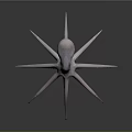 Silver Octopus Model With Long Tentacles And Gray Background Reflection