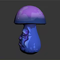 Game Fantasy Mushroom Character With Purple Pink Cap Blue Stem And Sad Face Design