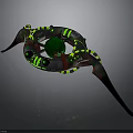 Astronautical Mechanical Structure For Space Exploration With Green Glowing Elements And Spherical Core