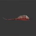 Detailed 3D Rendered Prehistoric Creature With Striped Exoskeleton And Red Spines