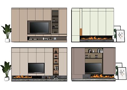 Modern TV Background Cabinet 3d model