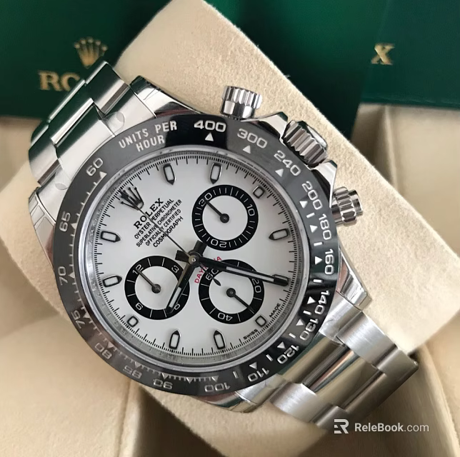 Rolex Oyster Perpetual Watch With White Dial And Black Sub Dials Silver Metal Bracelet 3d model 