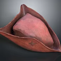 Vintage Reddish Brown Leather Hat Featuring Triangular Design And Cross Stitching Detail 3d model