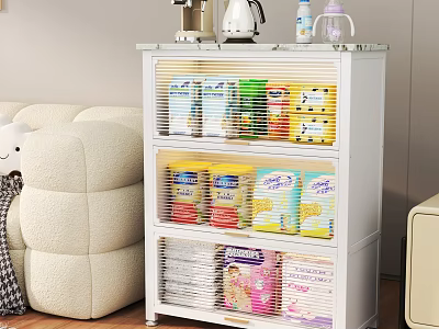 White Bookcase With Multiple Shelves Storing Various Items In Cozy Home Living Area 3d model