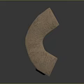 Natural Rustic Curved Stone Bench With Textured Surface And Block Construction