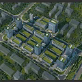 Aerial View Of Modern Industrial Factory Complex With Green Roofs And Surrounding Greenery