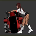 Red Streamlined Motorcycle With Red Haired Girl Sitting On Reflective Surface 3d model