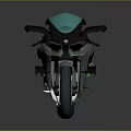 Sleek Modern Motorcycle With Silver Gray Body Green Accents And Reflective Surface