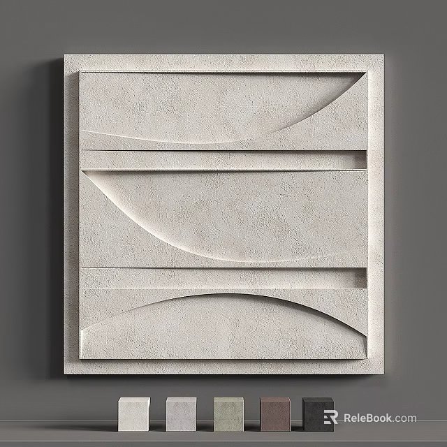 Modern Geometric Textured Wall Art With Curved And Rectangular Forms 3d model