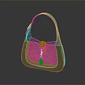 Stylish Blue Handbag With Shiny Material And Metallic Clasp Design