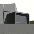 Modern Concrete Architectural Exterior With Geometric Design And Glass Door Facade