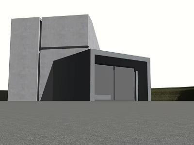 Modern Concrete Architectural Exterior With Geometric Design And Glass Door Facade 3d model