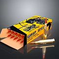 WASP SPEED Bullets in Open Yellow Box with Red Tips and Single Bullet Displayed 3d model