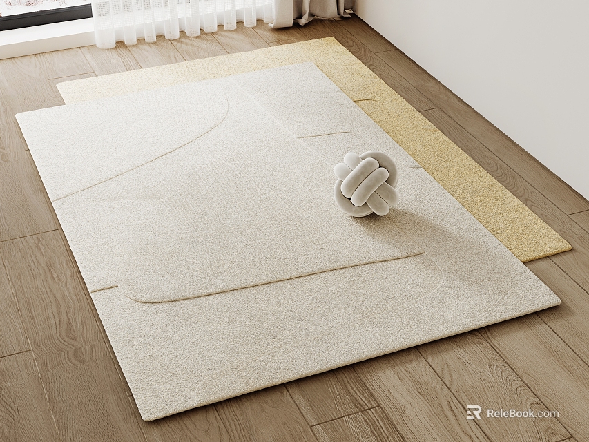 Light Colored Square Rug In Modern Indoor Space With Decor 3d model 