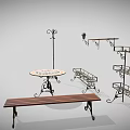 Garden Ornaments With Wrought Iron Plant Stands Wall Mounted Shelves Round Table And Bench