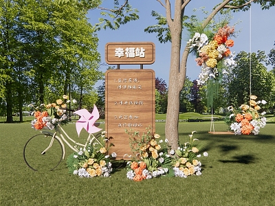 Outdoor lawn wedding flower outdoor wedding bicycle swing stop sign wedding 3d model