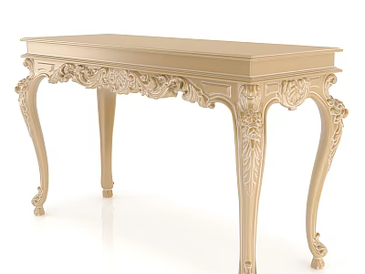 Elegant Entryway Console Cabinet With Carved Details And Sturdy Legs Design 3d model