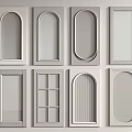 Various Door Panel Designs With Arched Rectangular Grid And Oval Shapes 3d model