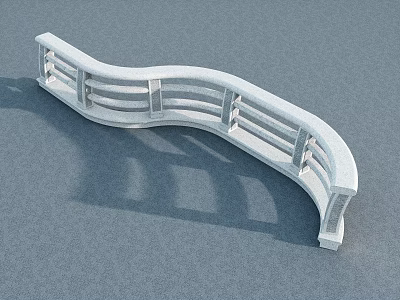 White Curved Fence With Horizontal And Vertical Railings Design Structure 3d model