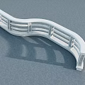 White Curved Fence With Horizontal And Vertical Railings Design Structure