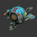 Vibrant Spherical Spacecraft With Mechanical Thrusters And Colorful Details For Cosmic Exploration