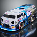 Blue and white modified race car with Project 452 WASCO NITTO logos and streamlined design