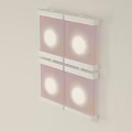 Modern White Frame Wall Lamps With Pink Gradient Shades And Circular Light Sources