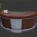 Household Game Table With Curved Design Pink Tabletop Brown Edge Wooden Support And White Card