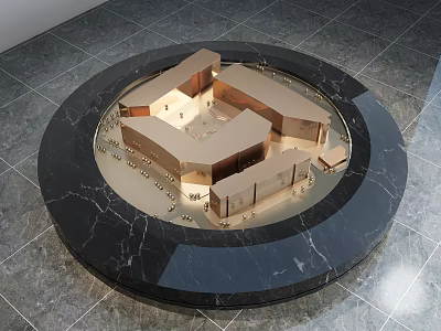 Commercial Equipment Display Model With Round Marble Base And Modern Architectural Design 3d model