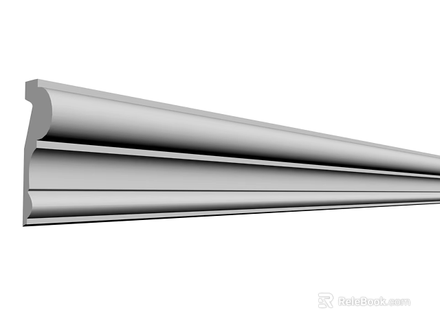 Layered Crown Molding Design Featuring Smooth Curved Lines For Interior Decor 3d model 