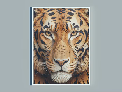 Detailed Tiger Animal Painting Realistic Head Portrait With Vibrant Stripes Wall Art Decor 3d model