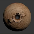 Ancient Clay Amphora With Two Handles And Decorative Textured Surface 3d model