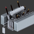 220KV class oil-immersed power transformer 220KV transformer medium and high voltage transformation and distribution tap-changer substation virtual reality 3d model