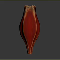Red Flower Petal With Yellow Veins On Dark Reflective Surface