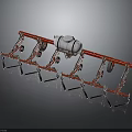 Agricultural Cultivator Machine With Red Metal Frame White Cylindrical Tank And Wheels