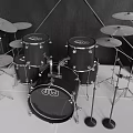 Professional Musical Instruments Drum Set With Drums Cymbals And Amplifiers Equipment 3d model