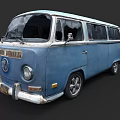Vintage Blue Volkswagen Van With Classic Retro Design And Old School Charm