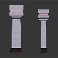 White Column Scene Components With Grid Texture Multi Layer Structure And Black Base