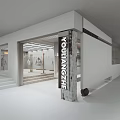 AMAXH Modern Clothing Store Interior With White Design Glass Door And Clothes On Hangers